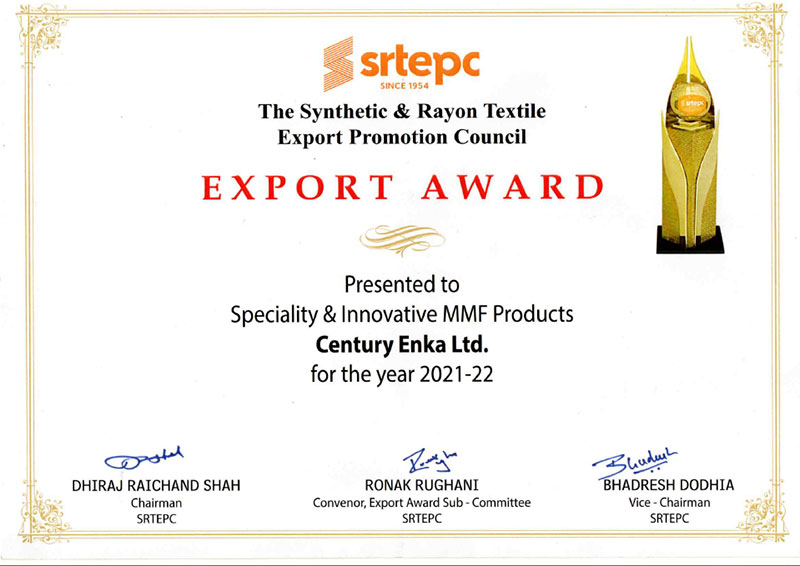 Export Award 2021-22 for Century Enka 